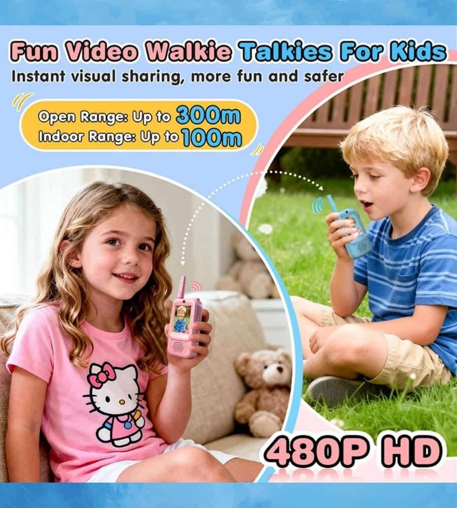 Video Walkie Talkie Ricaricabili Bambini Campeggio Videochiamata Fotocamera