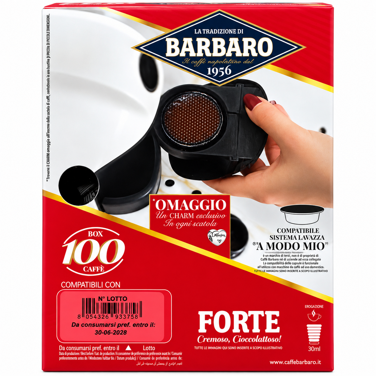 Caffè Barbaro Forte – 100 Capsule Compatibili Lavazza A Modo Mio