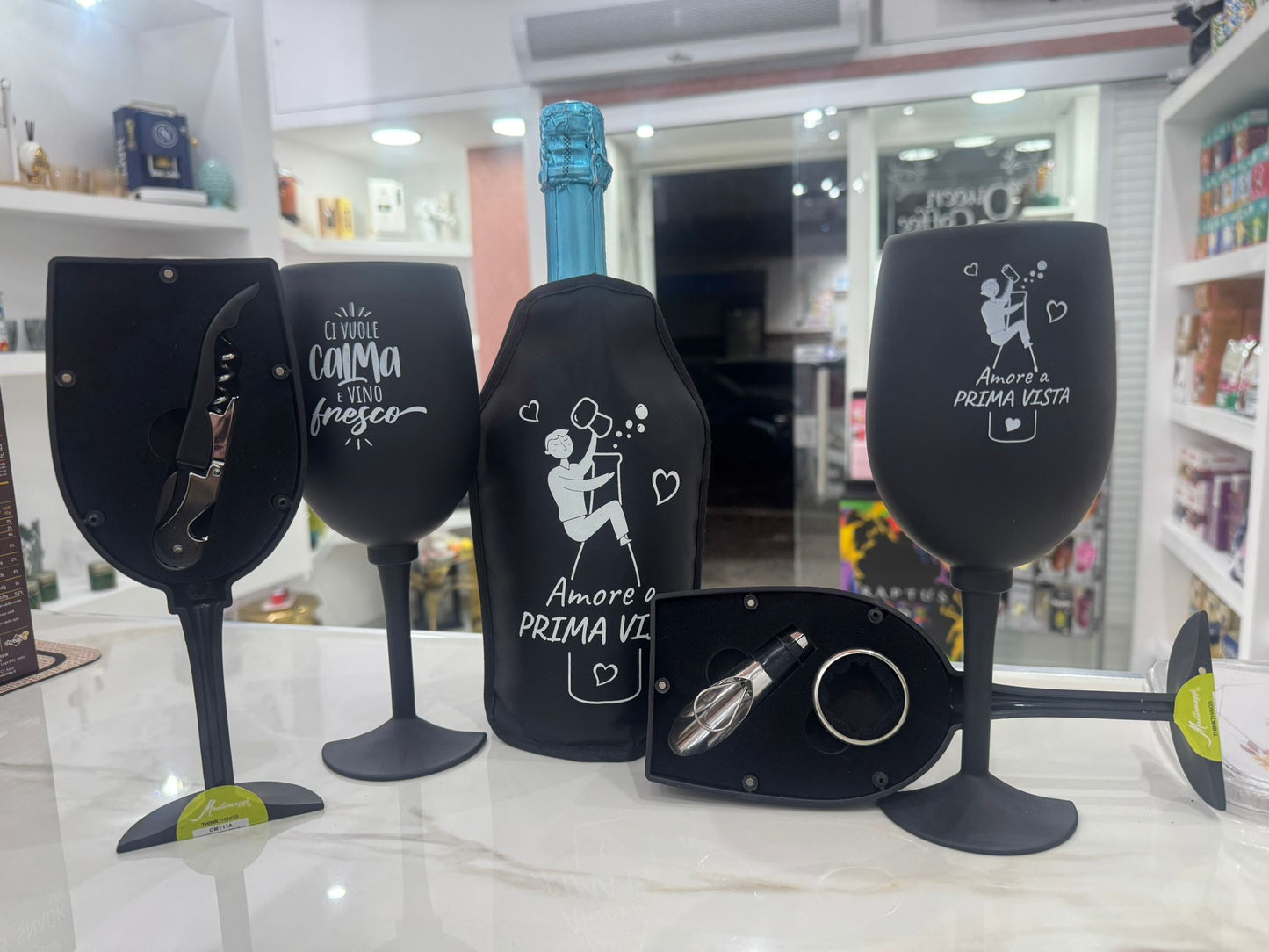 Set di apribottiglie in elegante bottiglia - Set regalo da 6 pezzi per gli amanti del vino