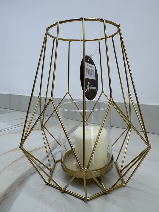 MONTEMAGGI GOLD WIRE PORTACANDELE EASAGONALE IN ORO