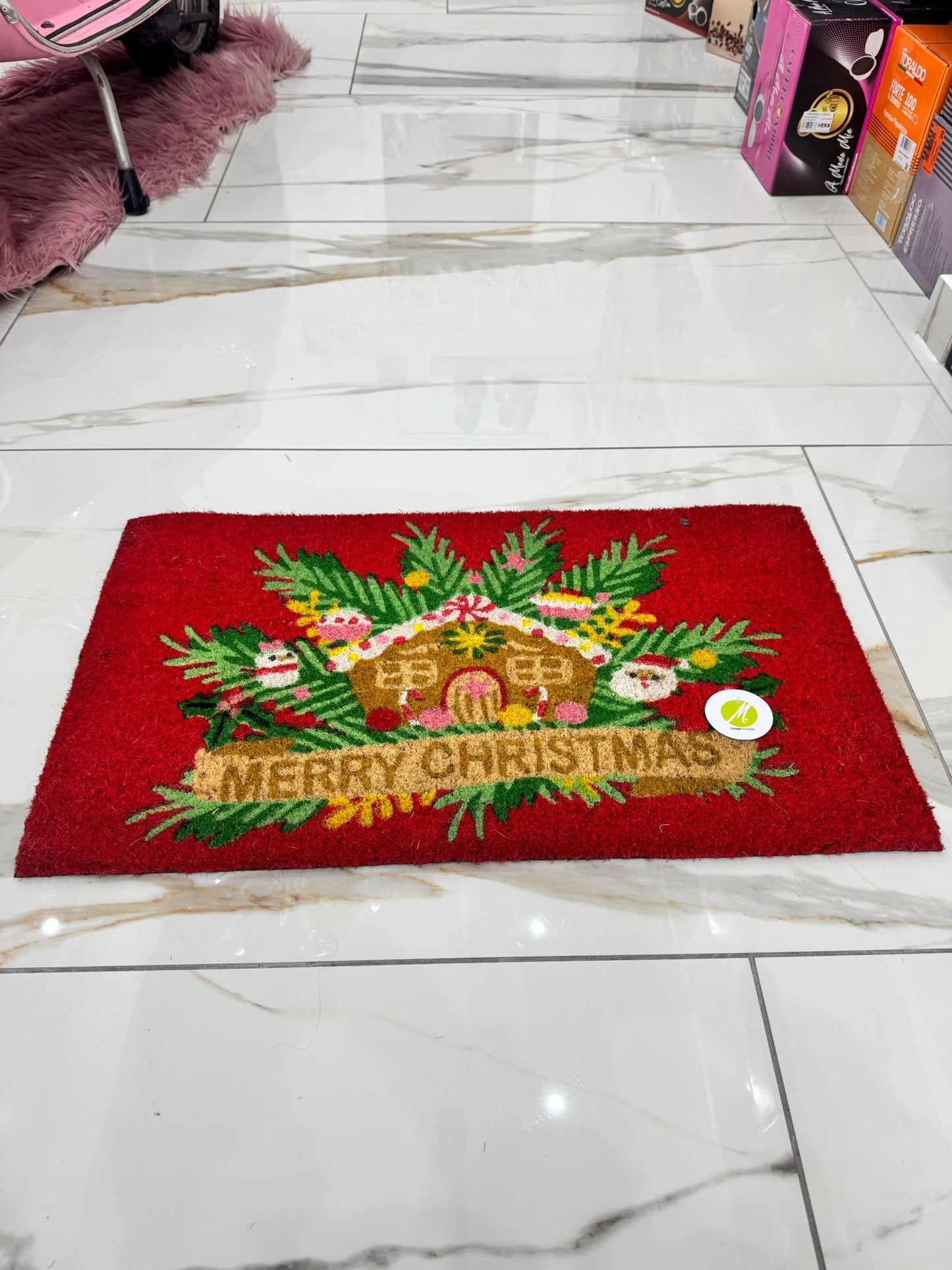 Tappeto Zerbino di Natale Natalizio in Cocco 17x40cm