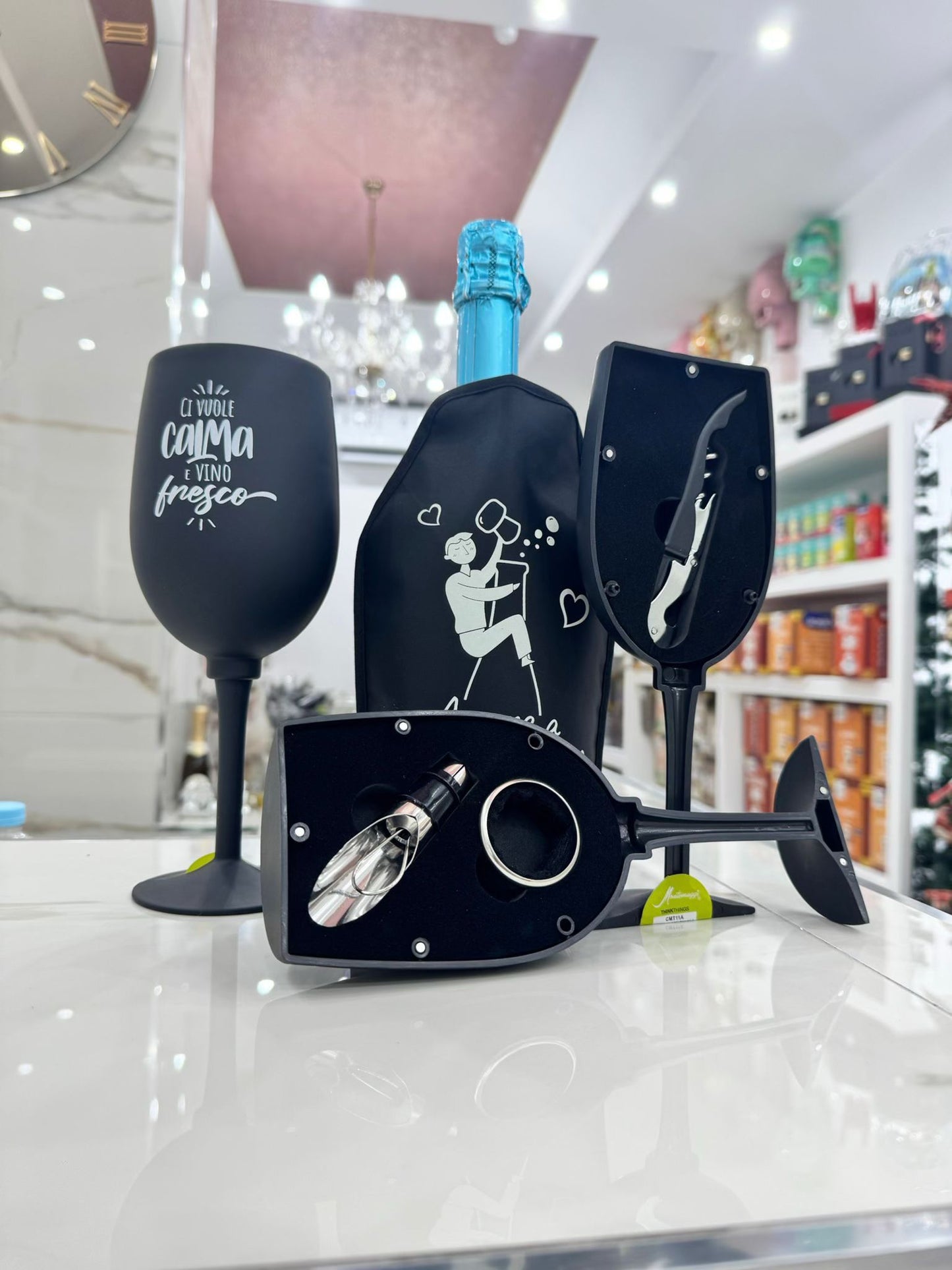Set di apribottiglie in elegante bottiglia - Set regalo da 6 pezzi per gli amanti del vino