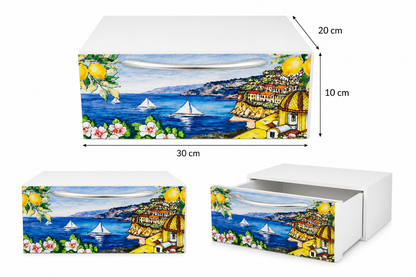 CASSETTO PORTA CIALDE O CAPSULE IN LEGNO BIANCO MISURA PICCOLA