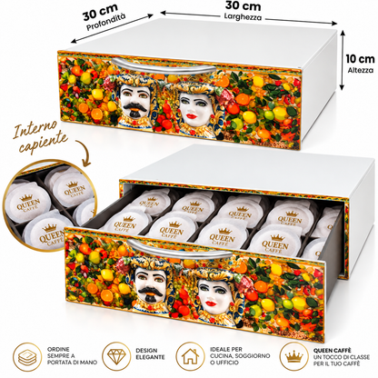 Cassetto Porta Cialde Queen Caffè – Eleganza e Stile Siciliano