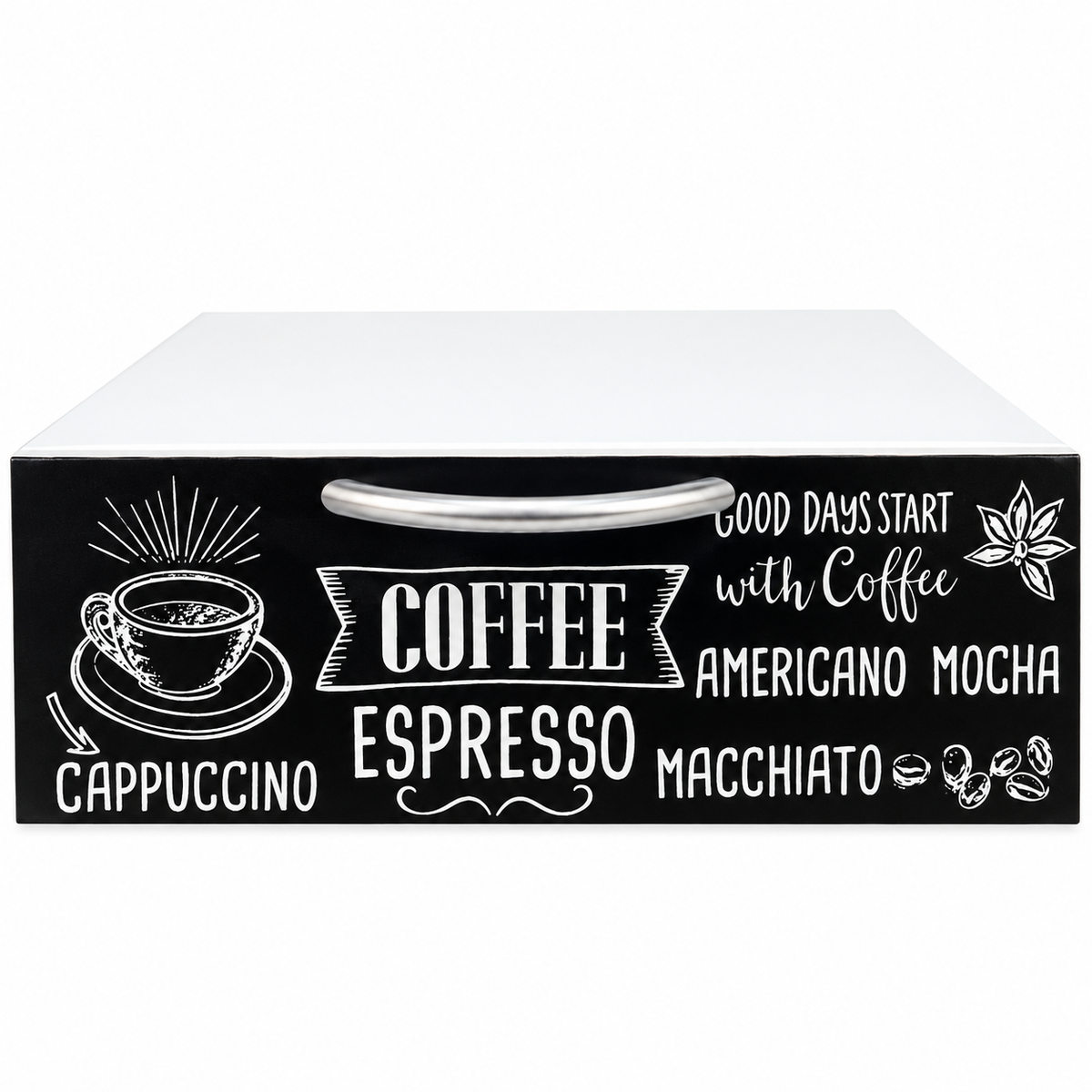 Cassetto Porta Cialde e Capsule Caffè Organizer da Tavolo Bianco con Design Moderno 30×30×10 cm