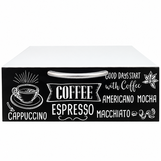 Cassetto Porta Cialde e Capsule Caffè Organizer da Tavolo Bianco con Design Moderno 30×30×10 cm