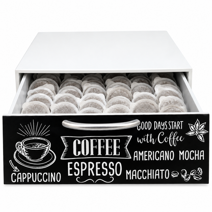 Cassetto Porta Cialde e Capsule Caffè Organizer da Tavolo Bianco con Design Moderno 30×30×10 cm