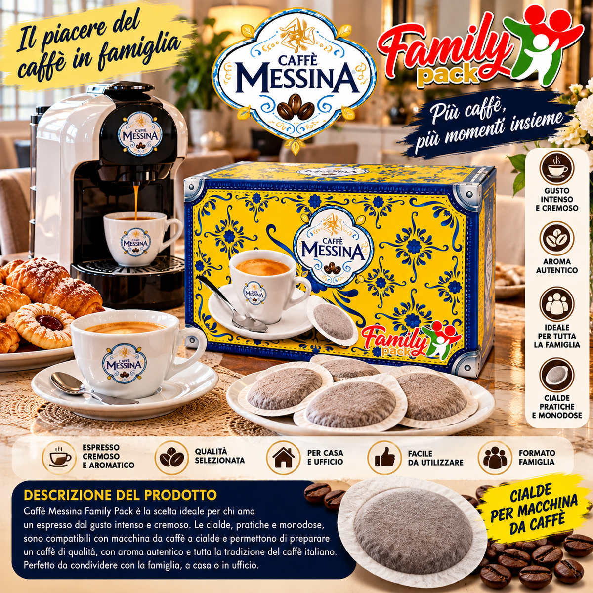 Caffè Messina Family Pack – Cialde per Macchina da Caffè – Confezione Famiglia