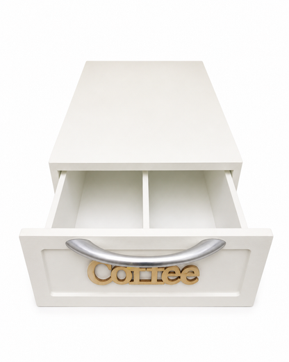 CASSETTO PORTA CIALDE IN LEGNO BIANCO 30X20X10