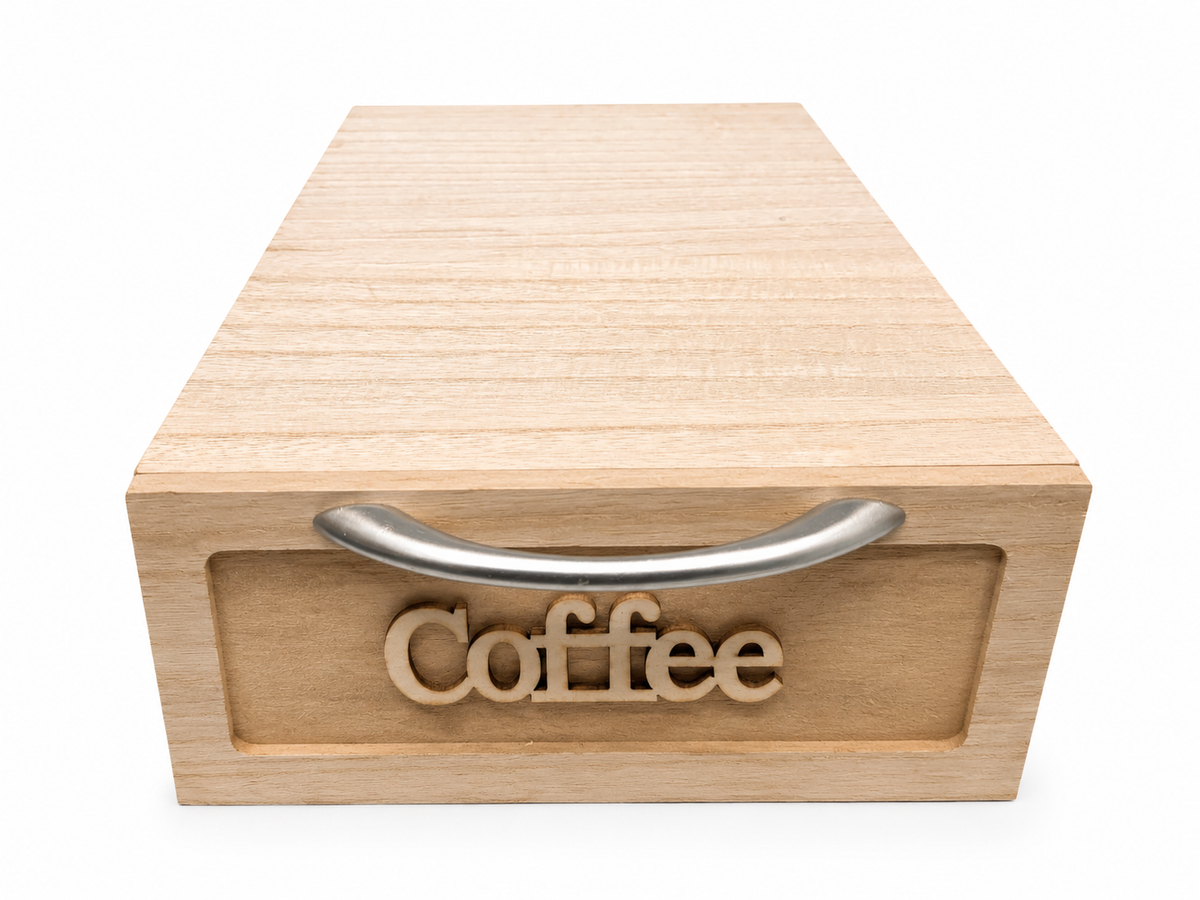 CASSETTO PORTA CIALDE IN LEGNO AVORIO 30X20X10