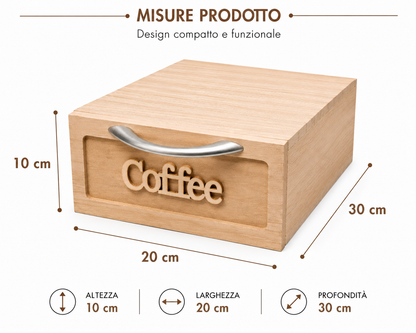 CASSETTO PORTA CIALDE IN LEGNO AVORIO 30X20X10
