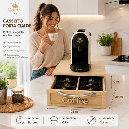 CASSETTO PORTA CIALDE IN LEGNO AVORIO 30X20X10