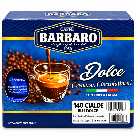 Caffè Barbaro Dolce – 140 Cialde – Cremoso e Cioccolattoso