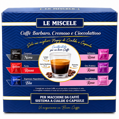Caffè Barbaro Dolce – 140 Cialde – Cremoso e Cioccolattoso