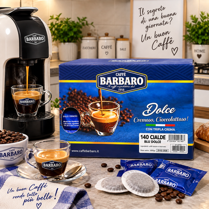 Caffè Barbaro Dolce – 140 Cialde – Cremoso e Cioccolattoso