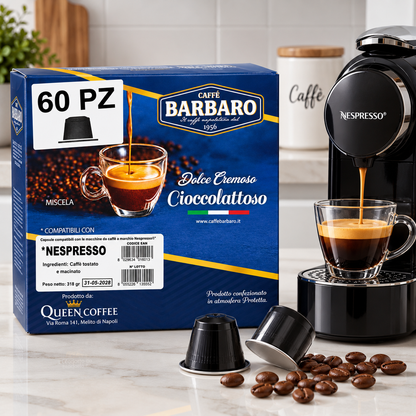 Caffè Barbaro Dolce Cremoso Cioccolattoso – 60 Capsule Compatibili Nespresso® – Gusto Intenso