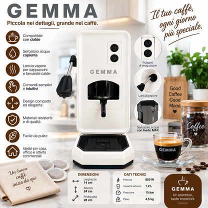 Macchina da Caffè a Cialde GEMMA BIANCA – Elegante, Compatta e Professionale