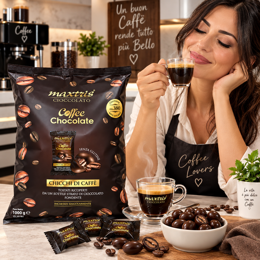 Maxtris Cioccolato Coffee Chocolate – Chicchi di Caffè Ricoperti di Cioccolato Fondente – 1 kg