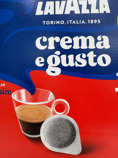 100 Lavazza, Crema e Gusto Classico, Caffè per Macchine Espresso, Arabica e Robusta con Note di Legno e Tabacco, Intensità 8/10, Tostatura Scura