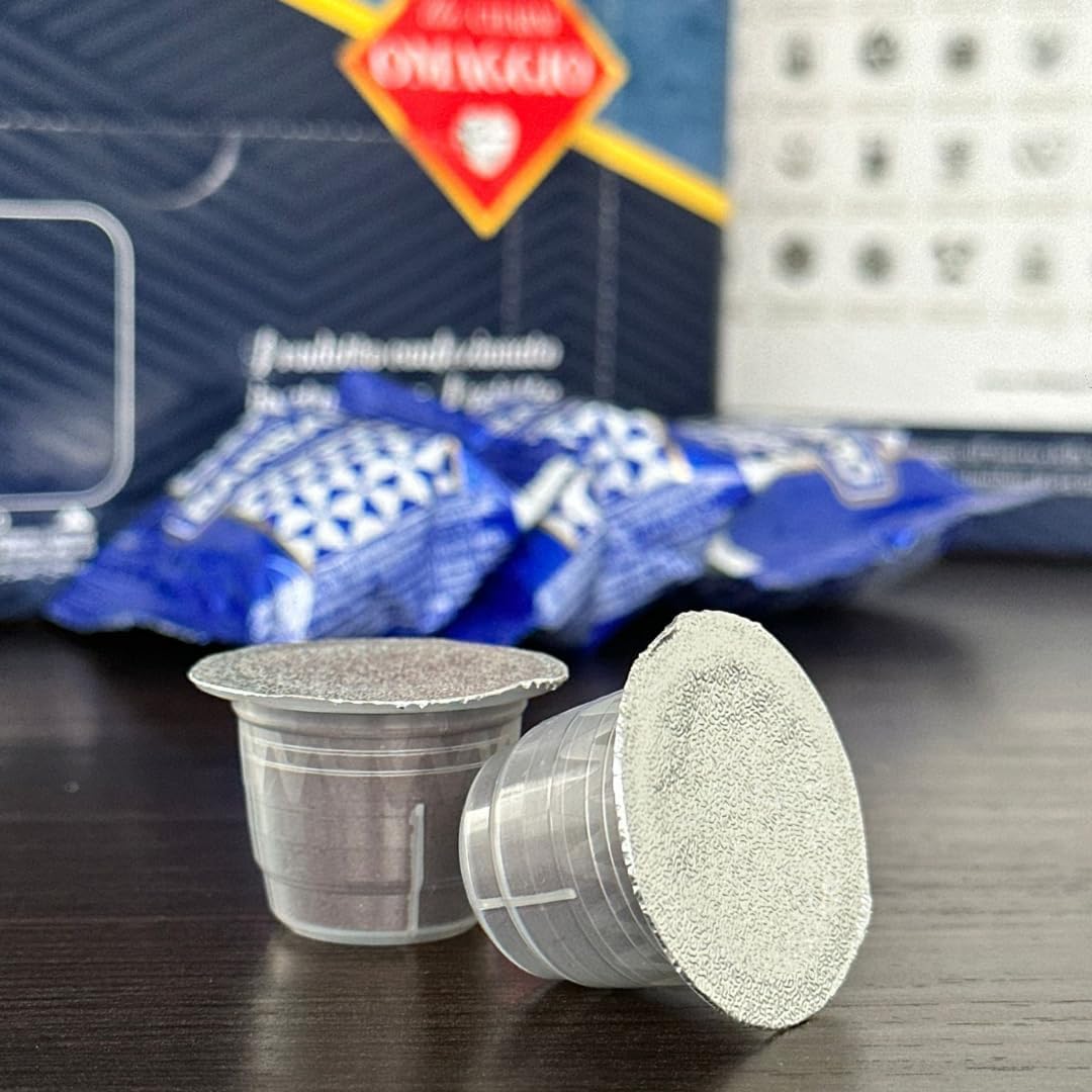 CAFFE' BARBARO Napoli 100 , Miscela Blu super cremoso Capsule caffè Compatibili con le Macchine ad uso domestico Nespresso®*