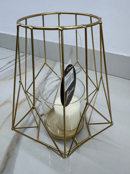 MONTEMAGGI GOLD WIRE PORTACANDELE  EASAGONALE IN ORO