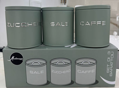 SET BARATTOLI CAFFE ZUCCHERO SALE Montemaggi  VERDE
