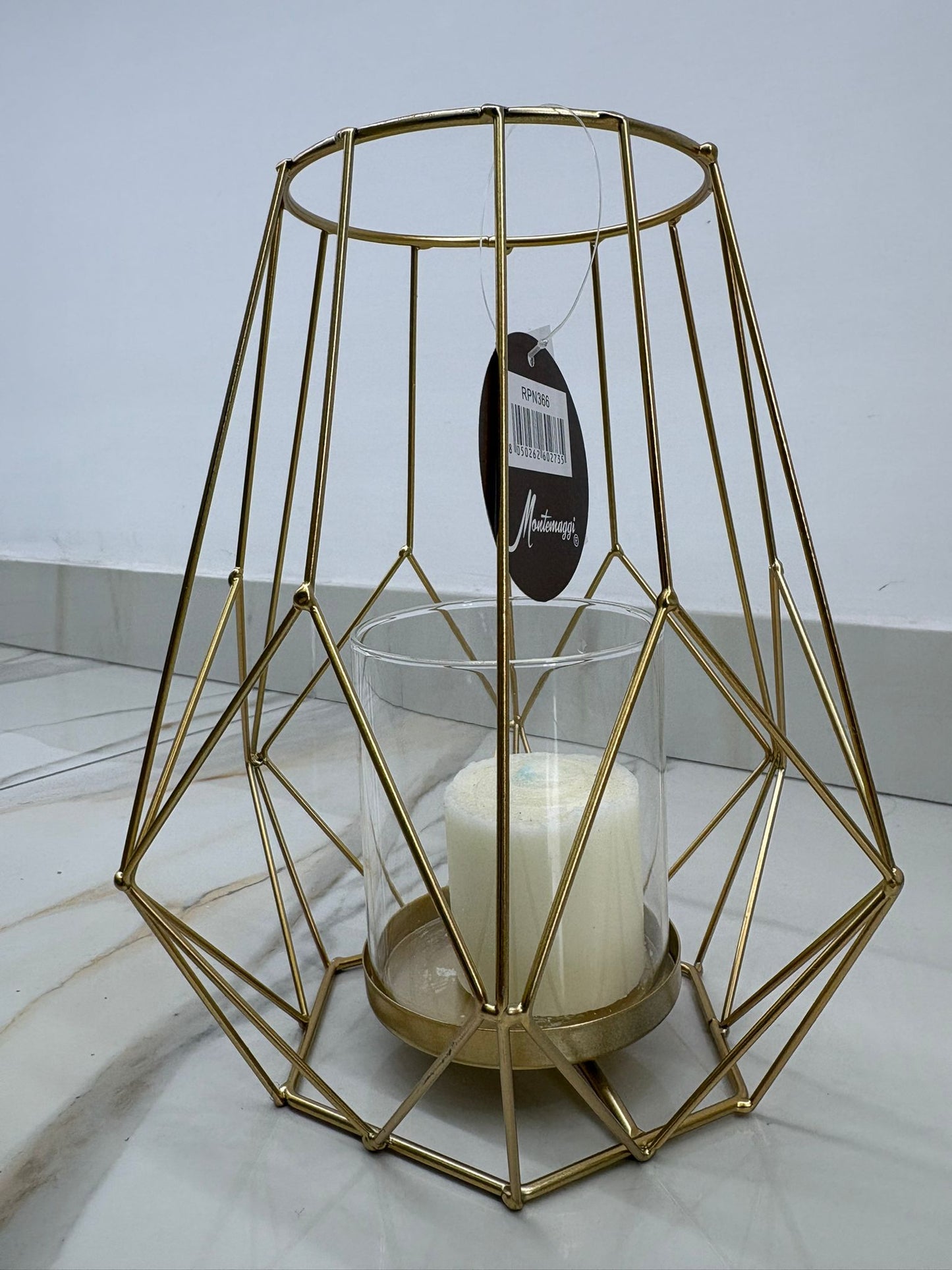 MONTEMAGGI GOLD WIRE PORTACANDELE  EASAGONALE IN ORO