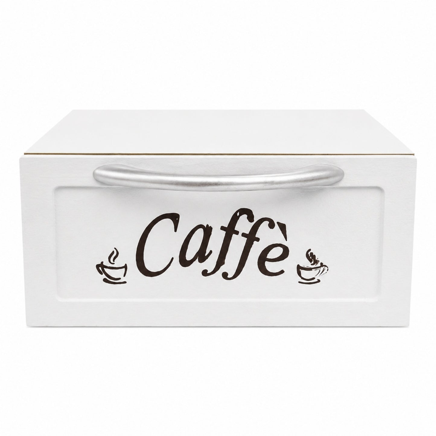 CASSETTO PORTA CIALDE O CAPSULE IN LEGNO BIANCO MISURA PICCOLA
