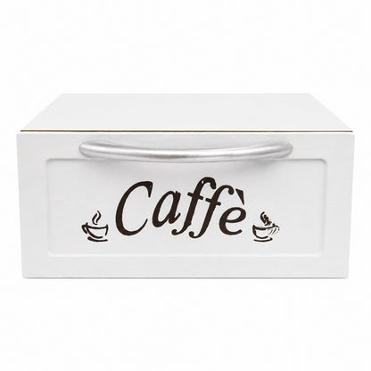 CASSETTO PORTA CIALDE O CAPSULE IN LEGNO BIANCO MISURA PICCOLA