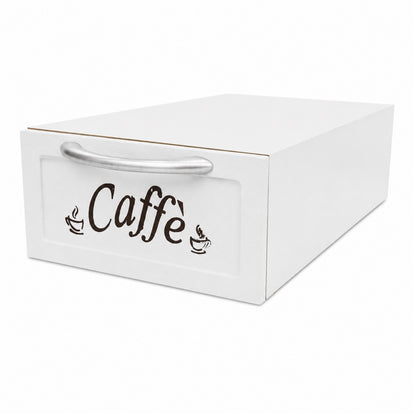 CASSETTO PORTA CIALDE O CAPSULE IN LEGNO BIANCO MISURA PICCOLA