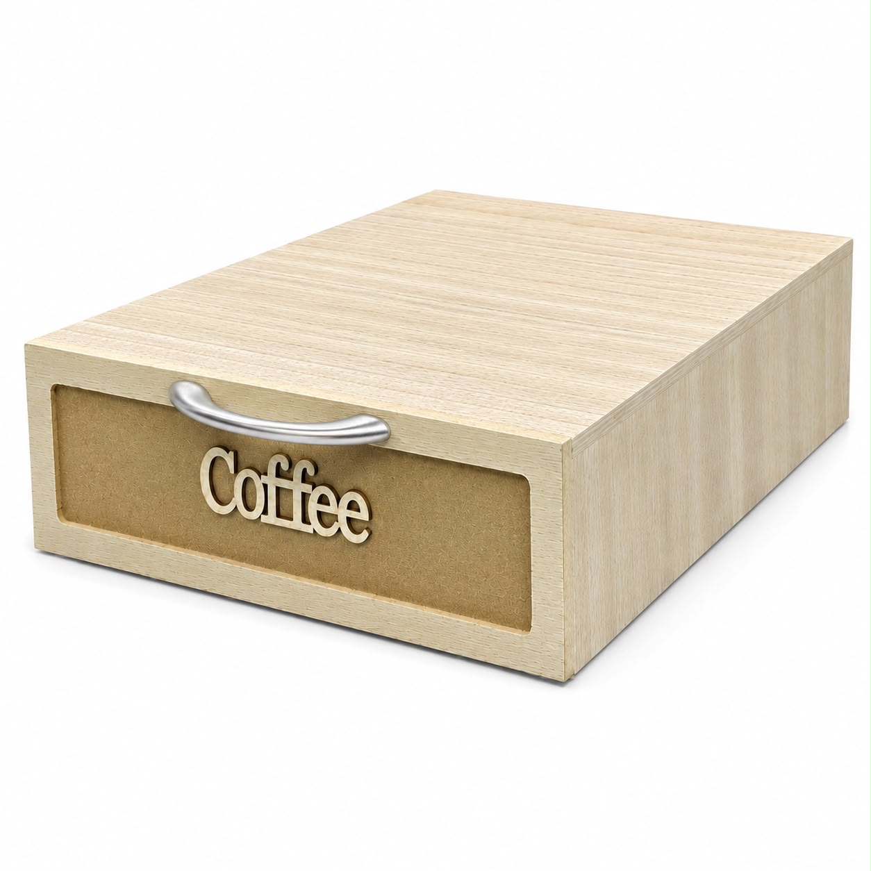 Cassetto Porta Cialde Caffè Legno Chiaro 2 Scomparti 30x20x10cm Maniglia Coffee