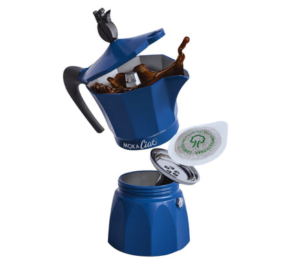 Moka Ciao Induzione CAFFÈ BORBONE moka compatibile con cialde ESE 44mm + 15 cialde omaggio