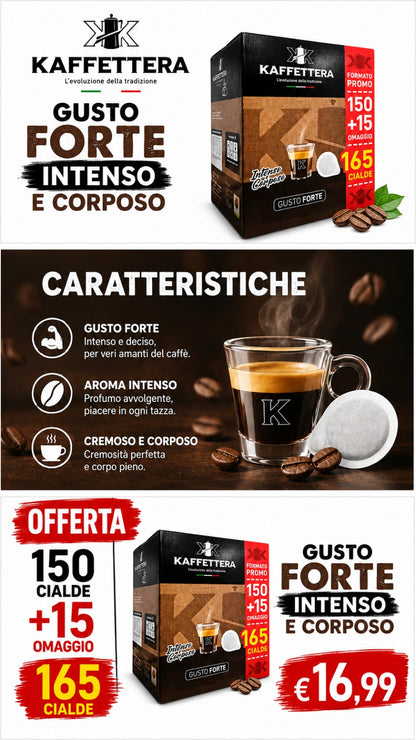 kaffettera 165 cialde gusto forte e cremoso