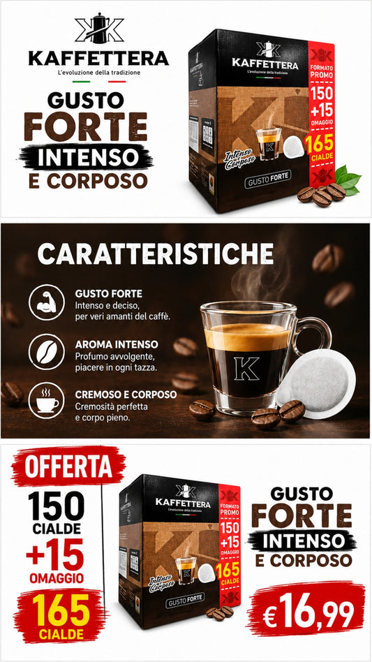 kaffettera 165 cialde gusto forte e cremoso