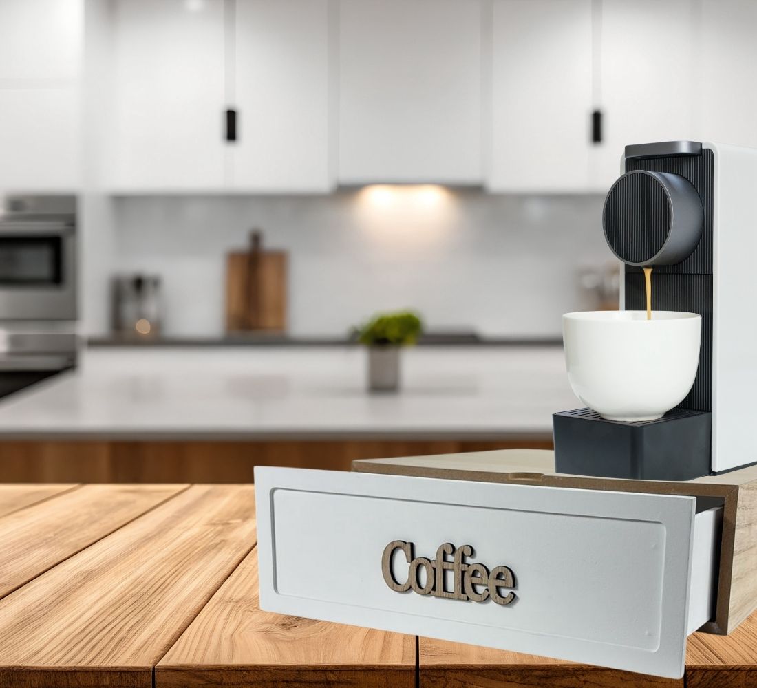 Cassetto in legno porta cialde e accessori