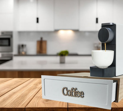 Cassetto in legno porta cialde e accessori