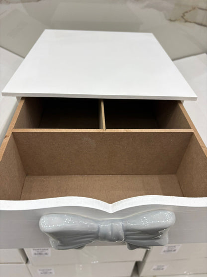 CASSETTO PORTA CIALDE O CAPSULE CON FIOCCO IN PORCELLANA GRIGIO