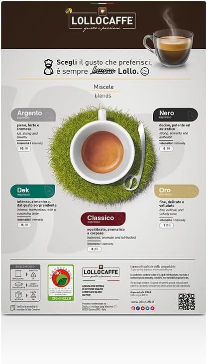 Cialde E.s.e. 44 mm Caffè Lollo miscela ARGENTO