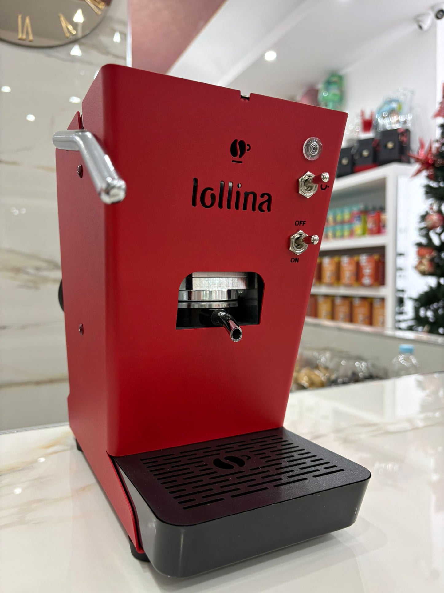 Macchina da Caffè a Cialde ESE 44mm, Rossa, con 40 Cialde Caffè Incluse