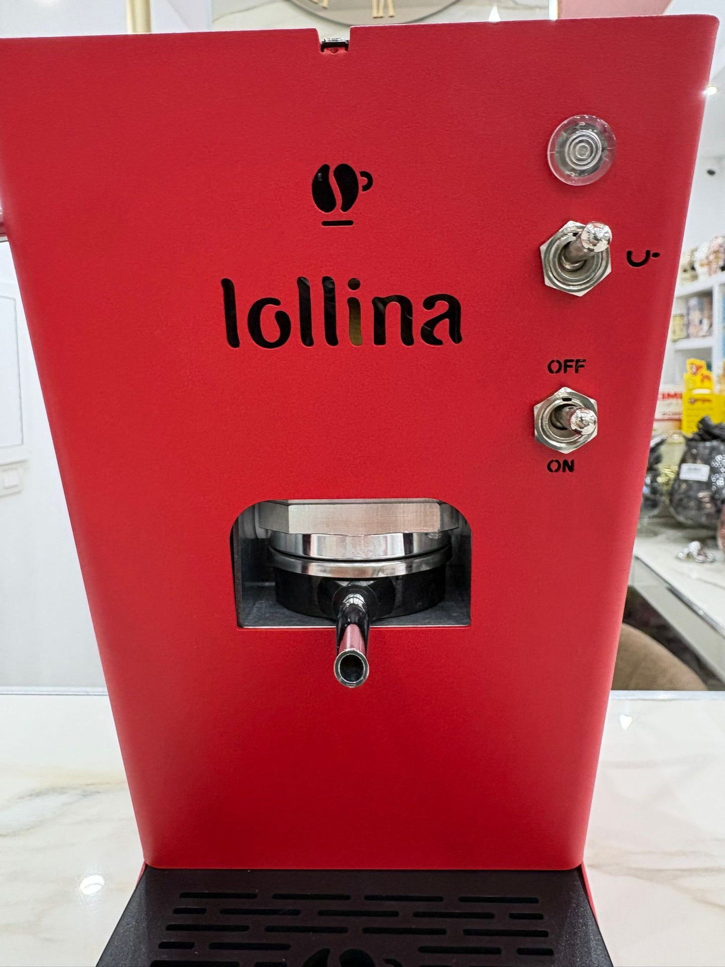 Macchina da Caffè a Cialde ESE 44mm, Rossa, con 40 Cialde Caffè Incluse